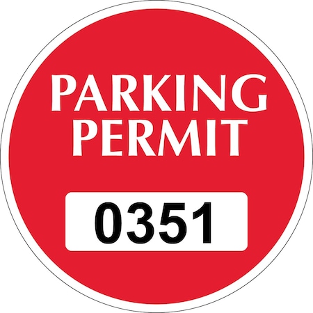 Lustre-Cal Vinyl Permanent Parking Permit Dark Red 3in x 3in  Circle Serialized 351-400, 50PK 253748PvWh1RdDi0351